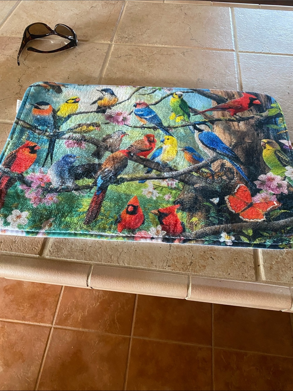 Multicolor Bird Print Pet Mat - Plush Absorbent Bedding